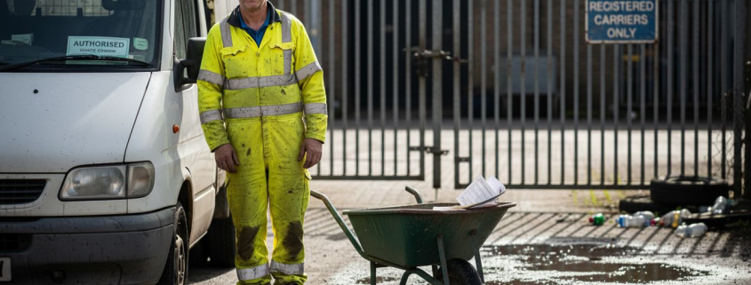 Waste carrier by registered van at UK depot